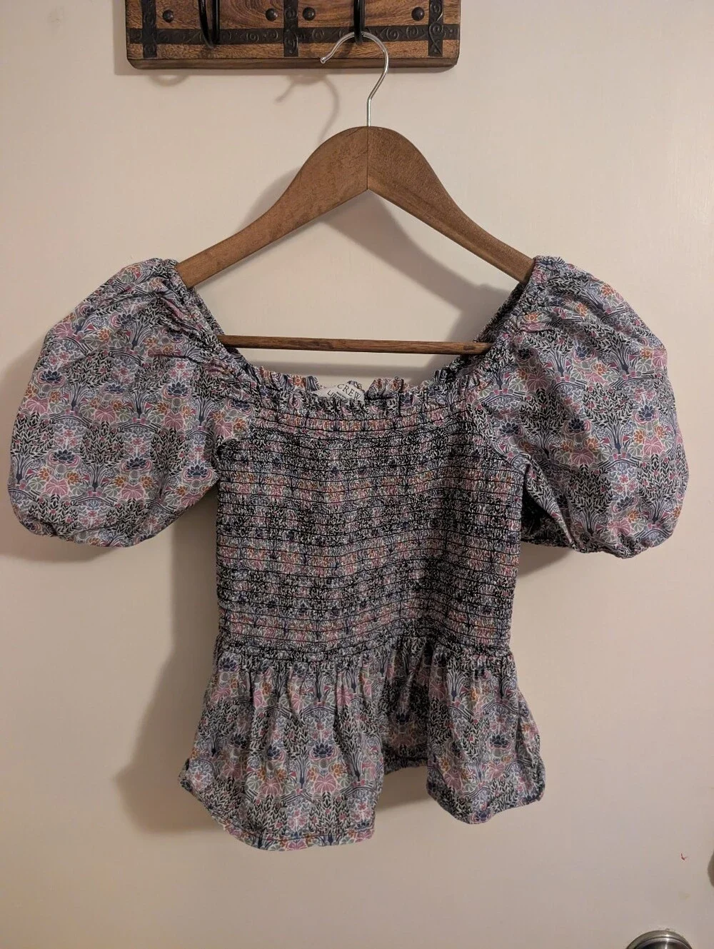 J Crew Womens Top Smocked Puff Sleeve Top Floral Liberty Fabric Size Medium